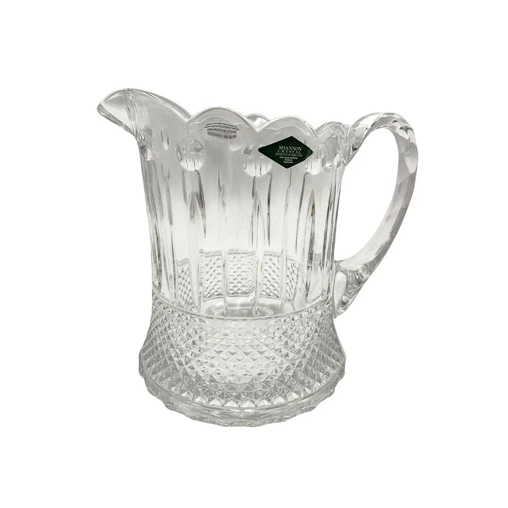 Shannon Crystal Godinger 24% Lead Crystal Pitcher 42oz Scalloped Rim Cut Crystal